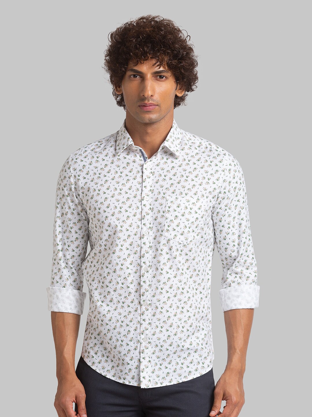 

Parx Floral Printed Slim Fit Cotton Casual Shirt, White