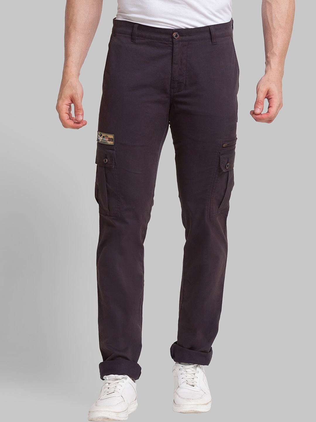

Parx Men Tapered Fit Cotton Trousers, Maroon