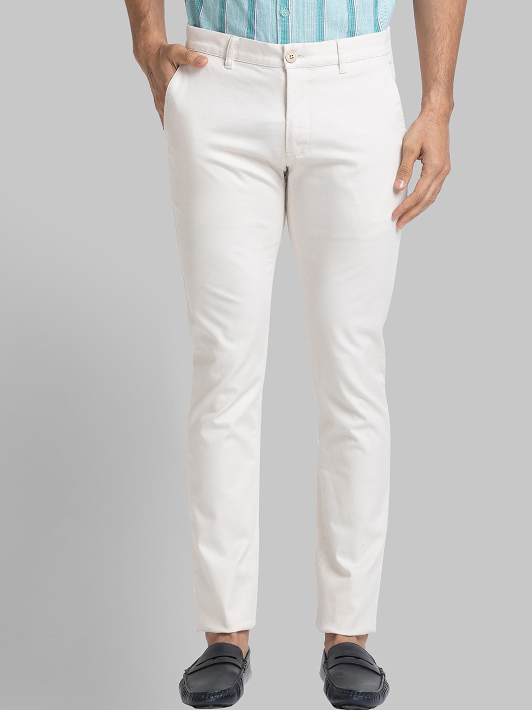 

Parx Men Tapered Fit Low Rise Formal Trousers, White