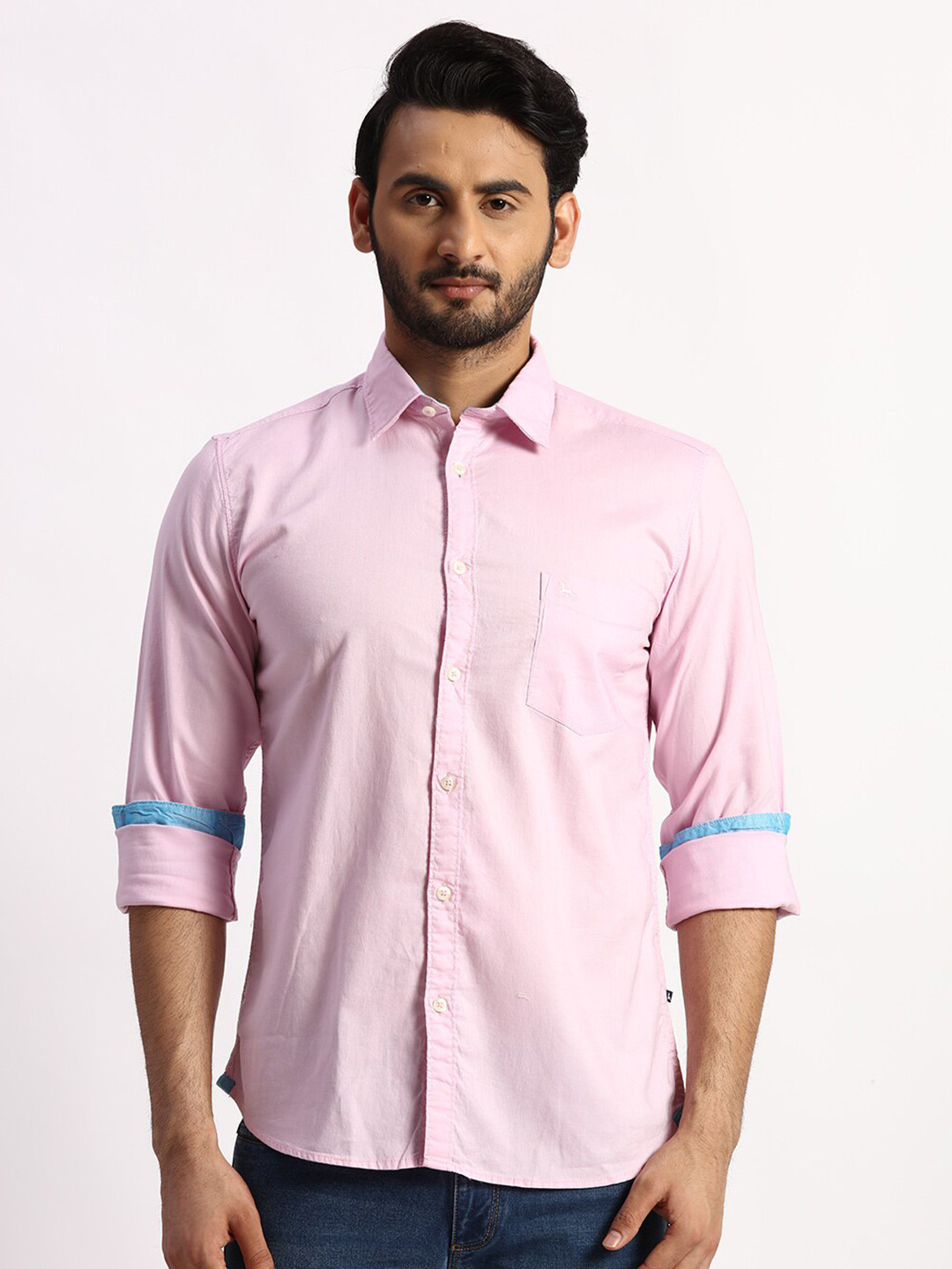 

Parx Slim Fit Opaque Cotton Casual Shirt, Red