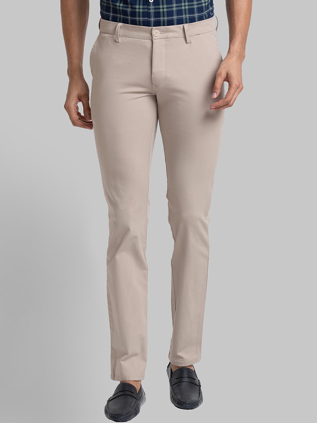 

Parx Men Mid Rise Slim Fit Trousers, Beige