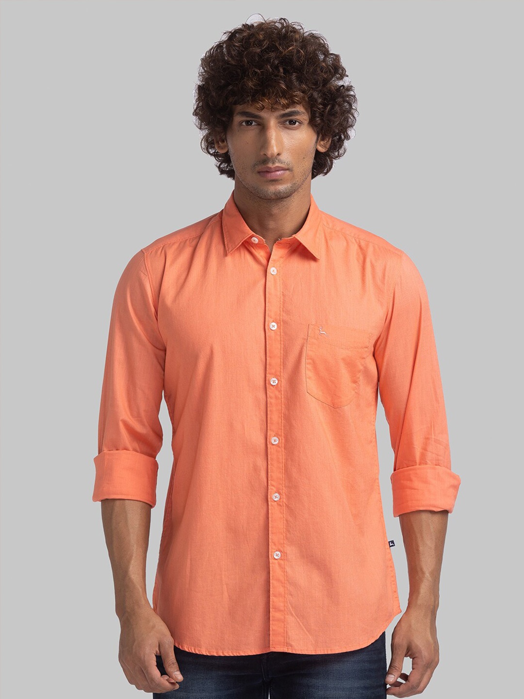 

Parx Men Slim Fit Cotton Casual Shirt, Orange