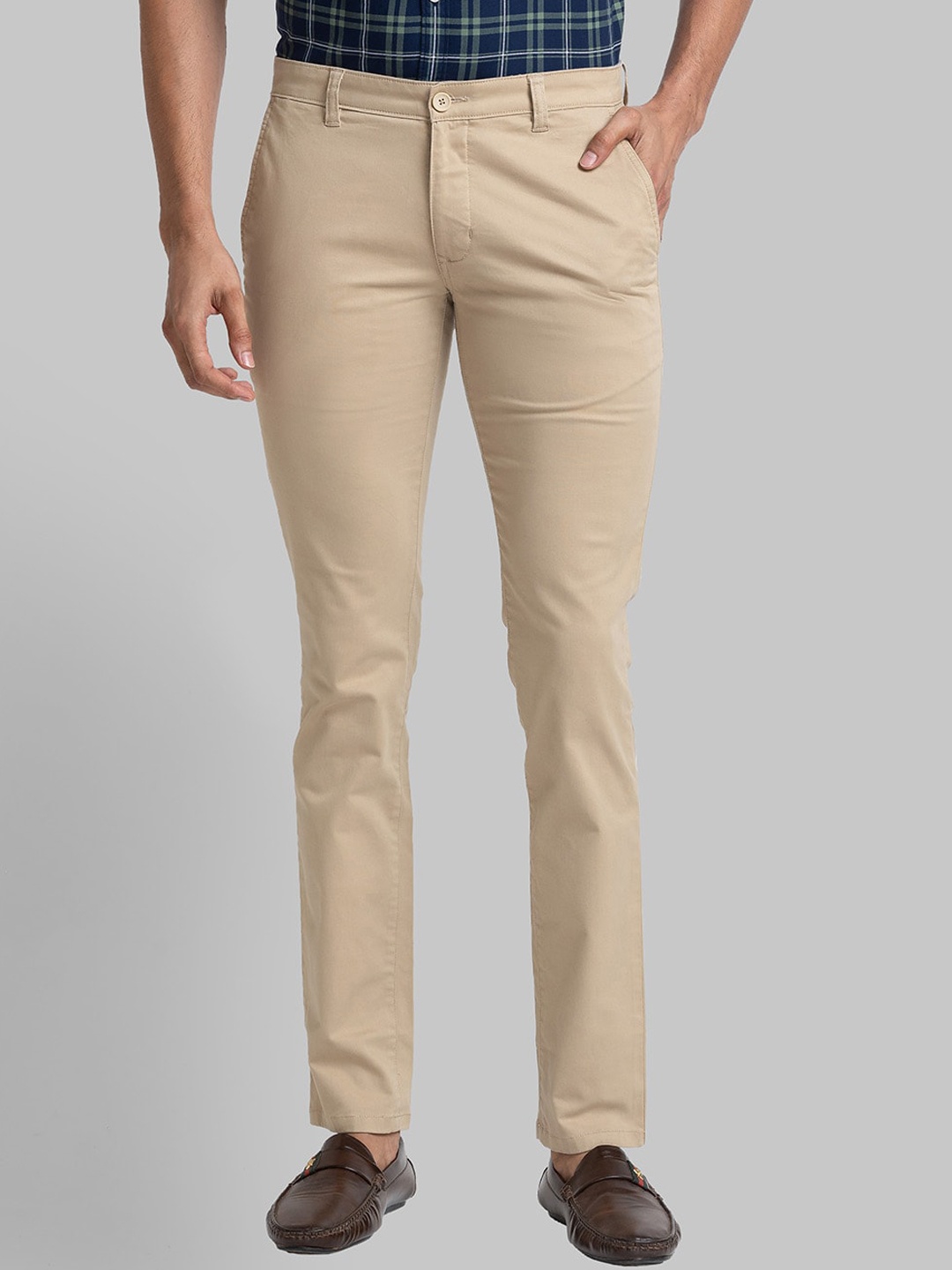 

Parx Men Mid Rise Slim Fit Cotton Trousers, Brown