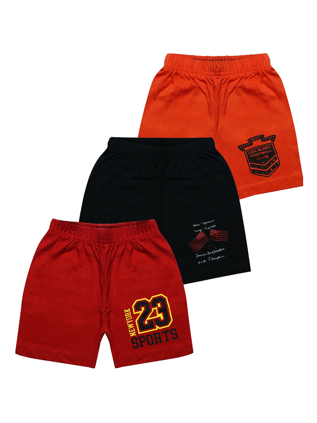 

MIST N FOGG Kids Pack Of 3 Printed Cotton Shorts, Orange