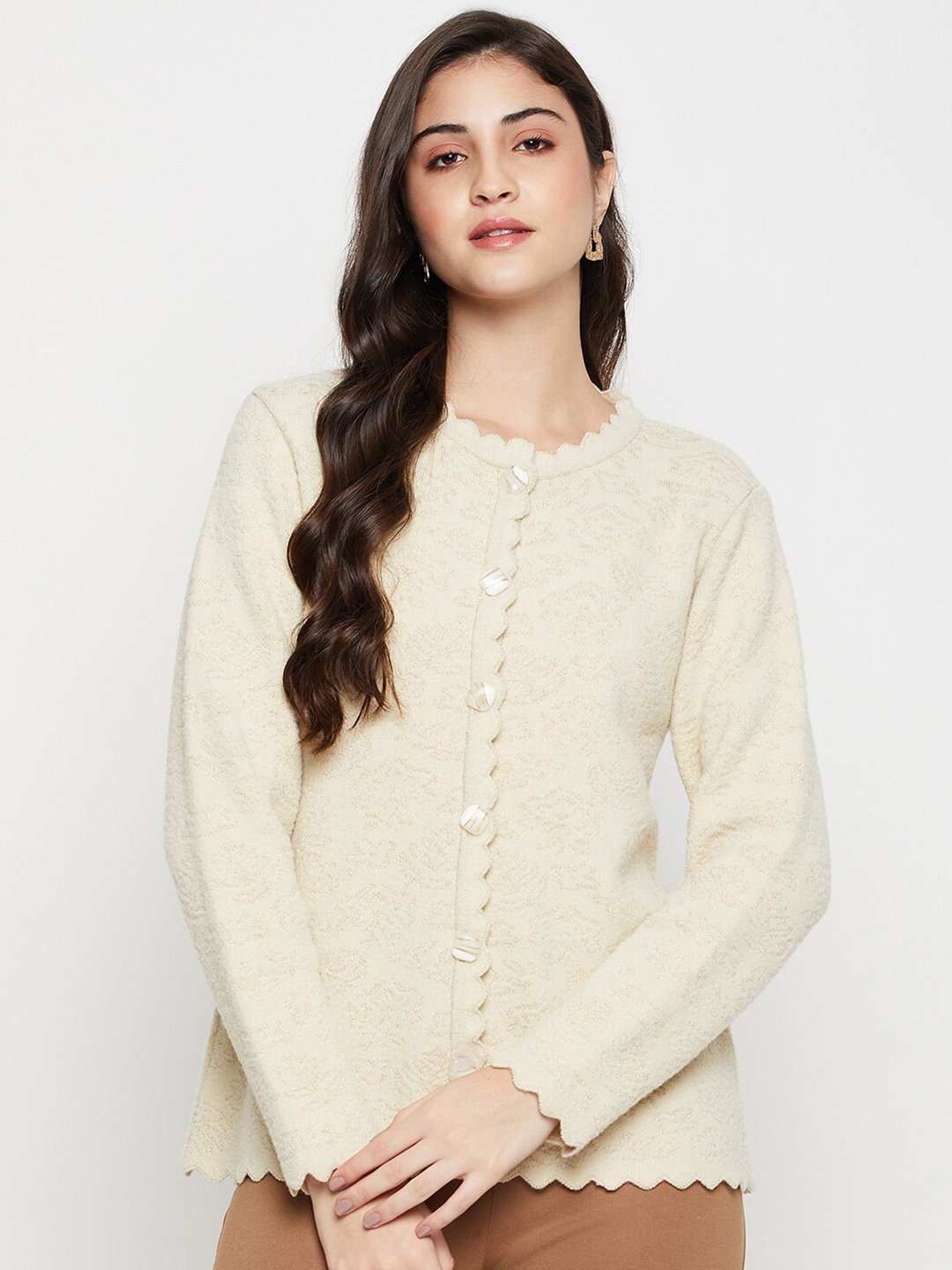 

Cantabil Self Design Acrylic Cardigan Sweater, Beige