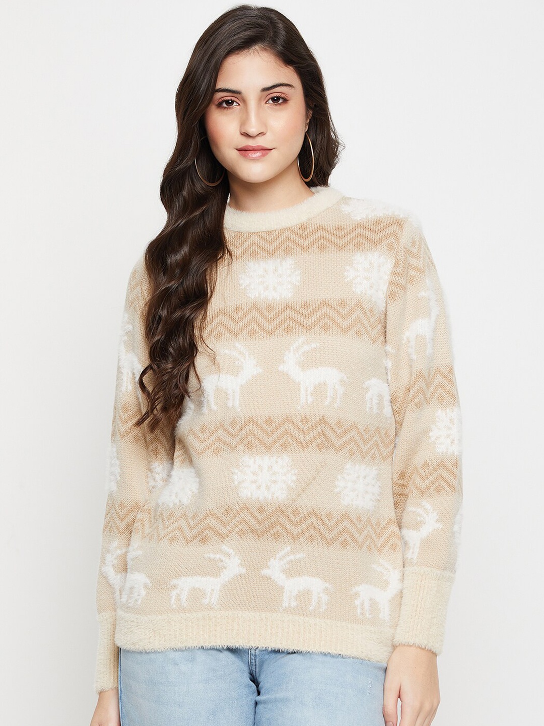 

Cantabil Self Design Acrylic Pullover Sweater, Brown