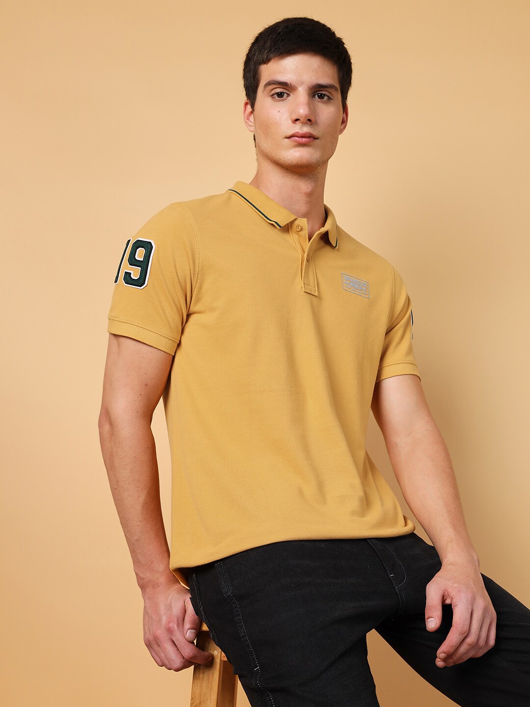 

Wrangler Polo Collar Cotton T-shirt, Yellow