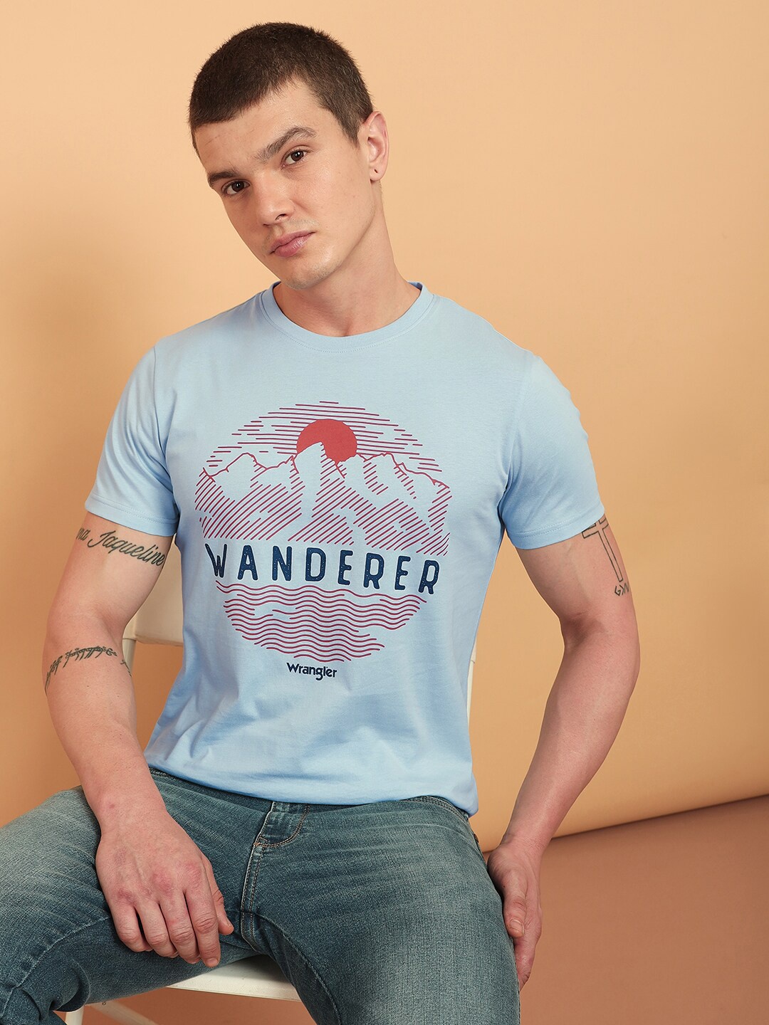 

Wrangler Typography Printed Pure Cotton T-shirt, Blue
