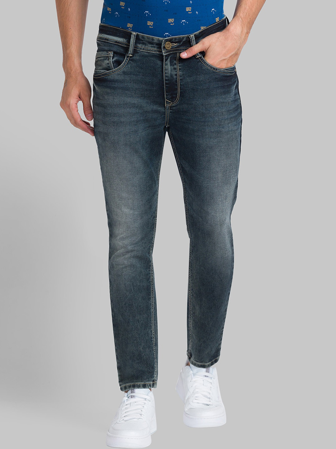 

Parx Men Skinny Fit Clean Look Light Fade Whiskers Jeans, Blue
