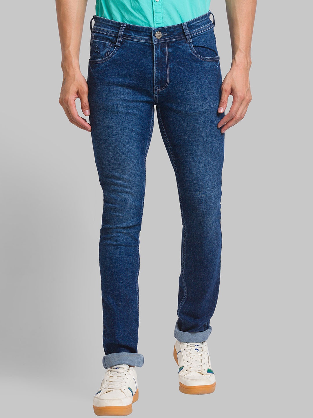 

Parx Men Skinny Fit Low-Rise Light Fade Clean Look Jeans, Blue