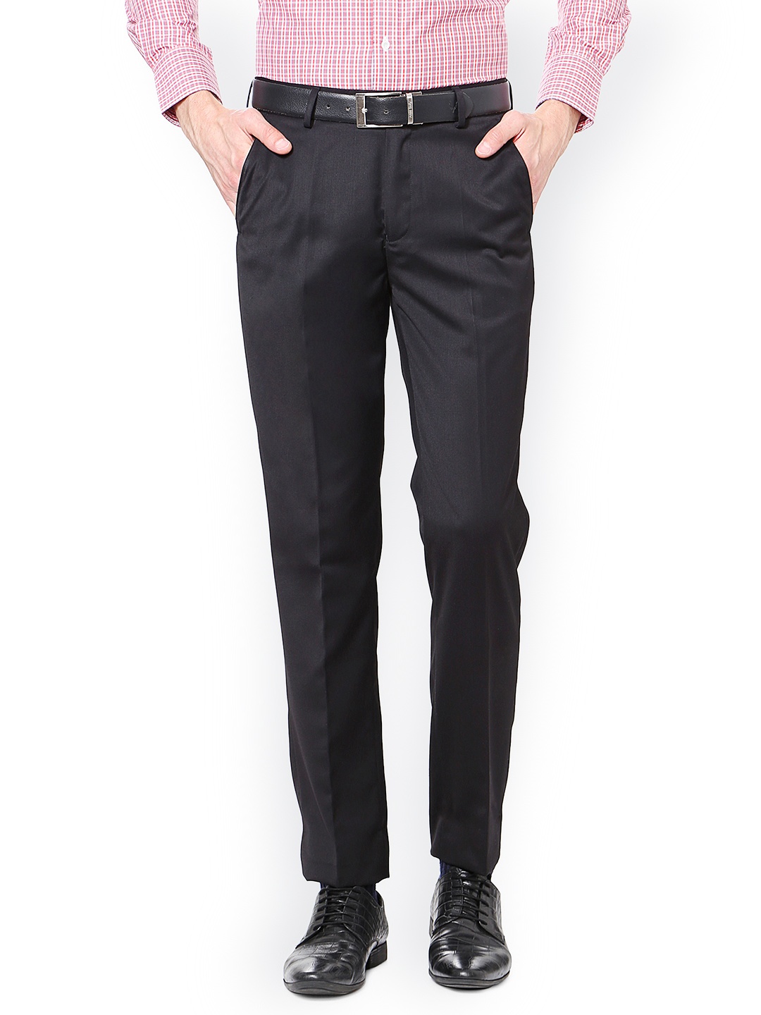 

Peter England Elite Men Black Slim Fit Solid Formal Trousers