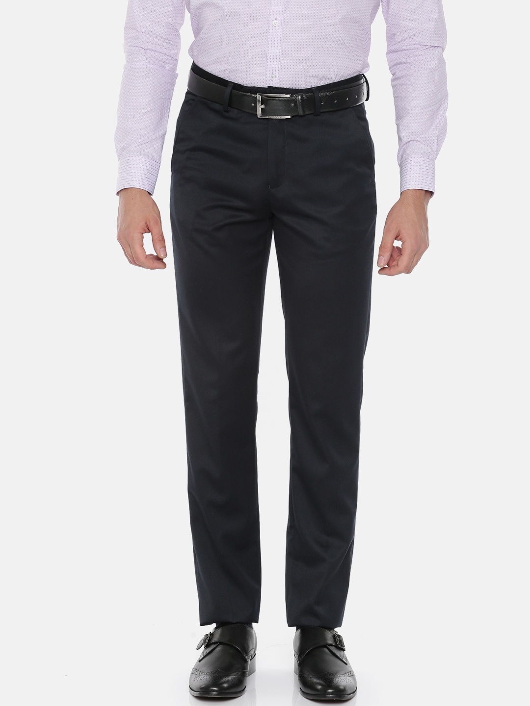 

Peter England Elite Men Black Slim Fit Solid Formal Trousers