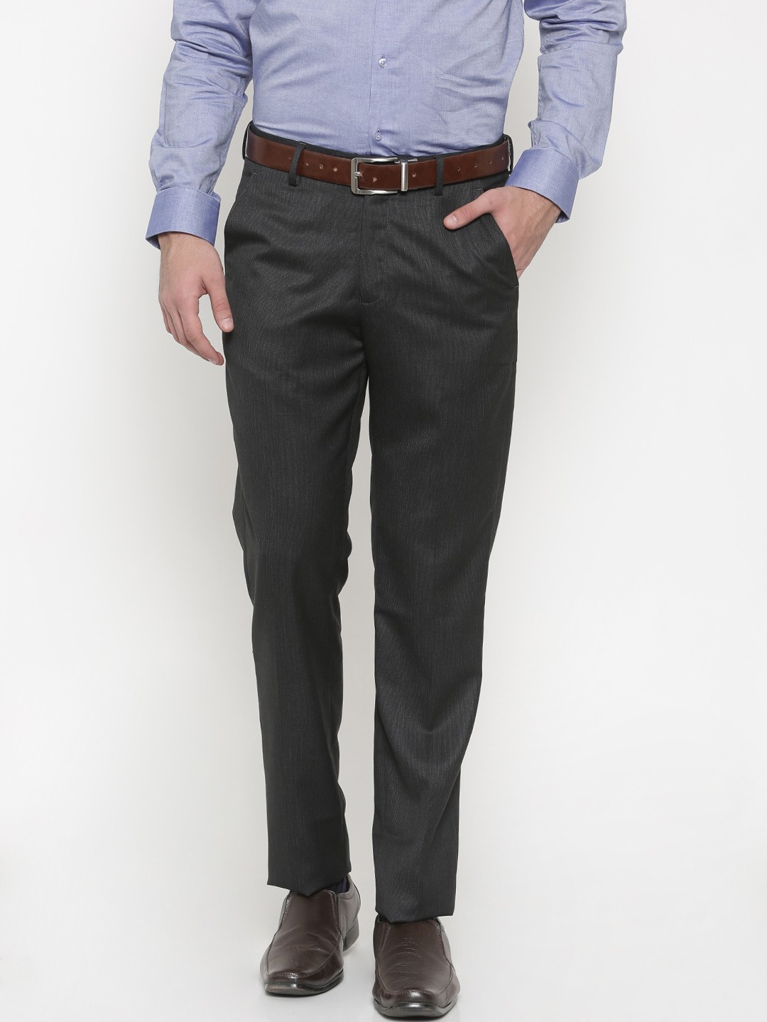 

Peter England Elite Men Black Slim Fit Formal Trousers