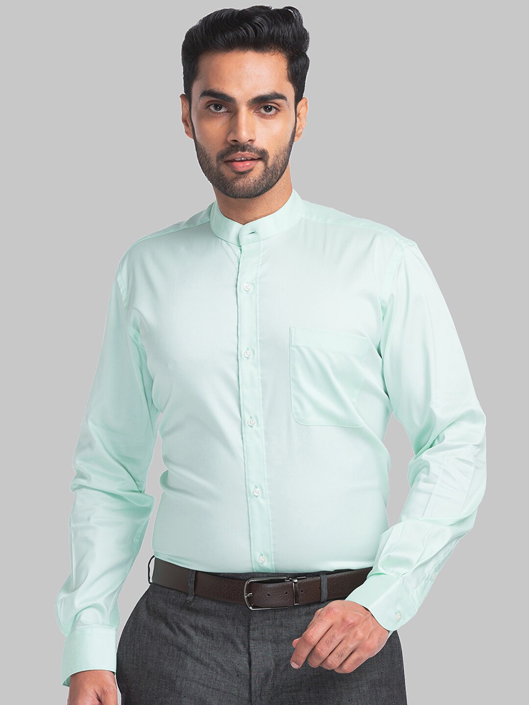 

Raymond Mandarin Collar Formal Shirt, Green