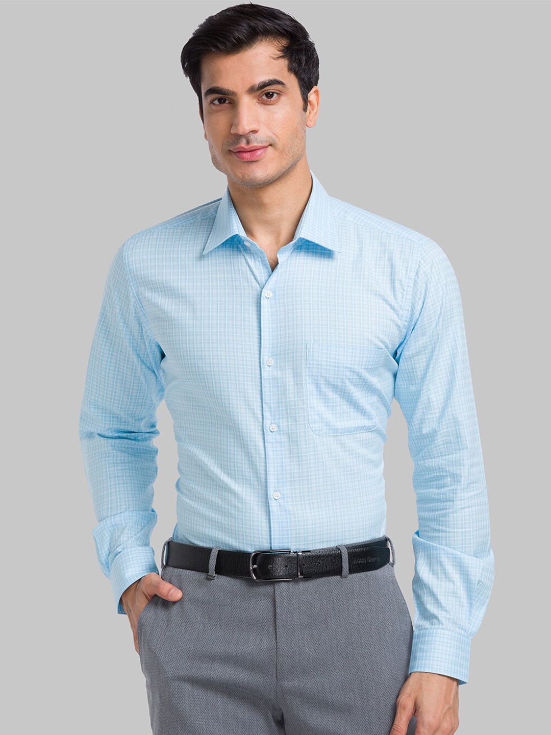 

Raymond Checked Pure Cotton Formal Shirt, Blue