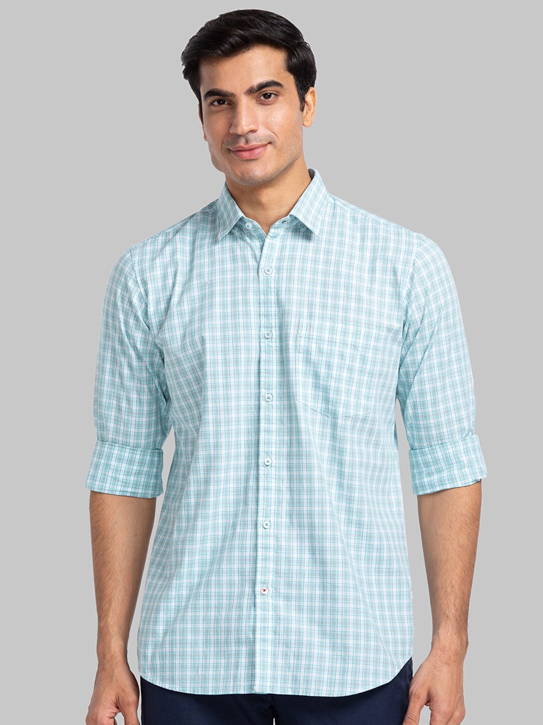 

Raymond Tartan Checks Pure Cotton Casual Shirt, Green