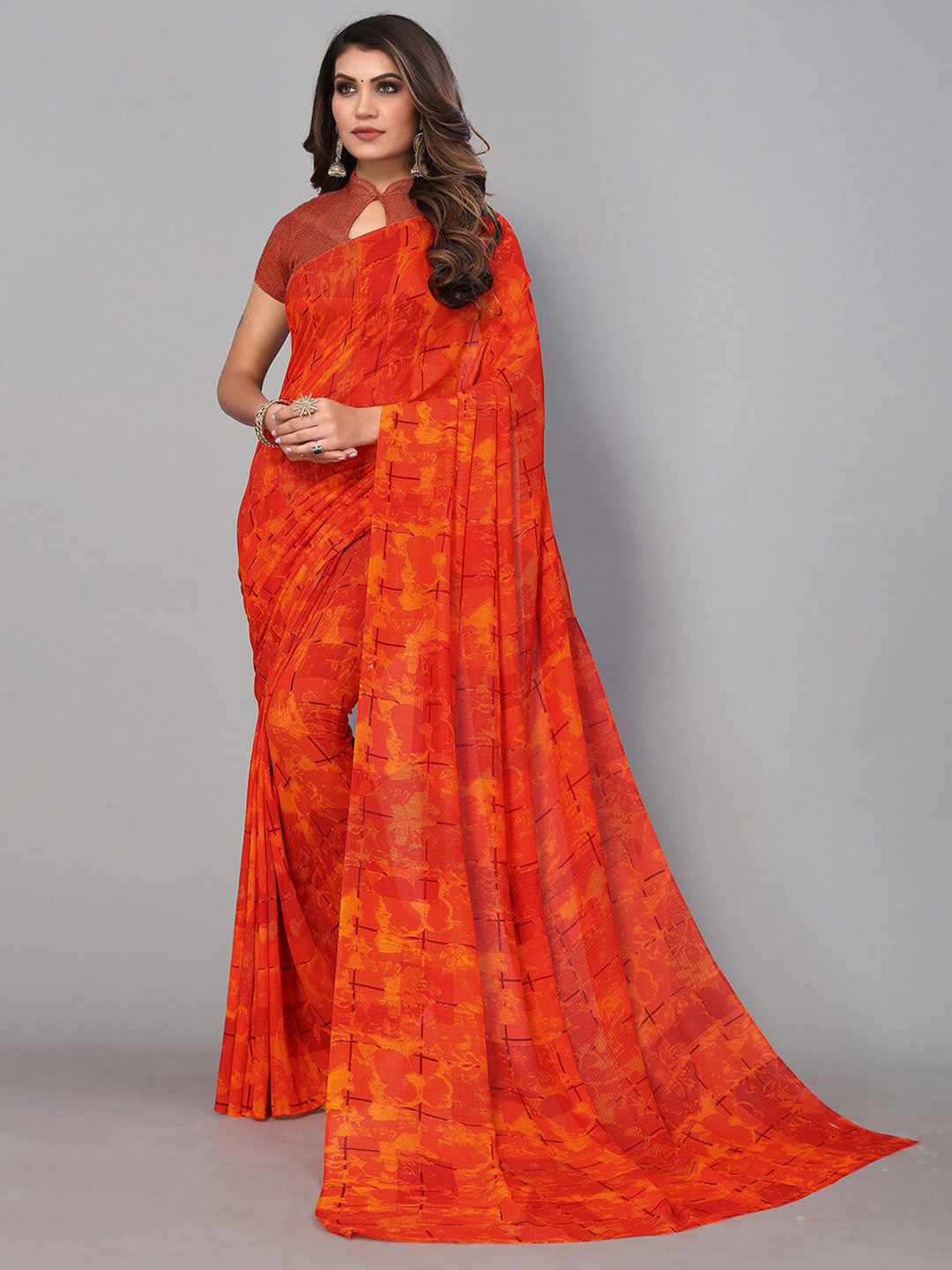 

KALINI Abstract Printed Saree, Red