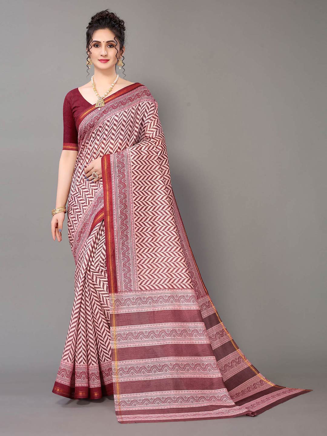 

KALINI Ethnic Motifs Printed Zari Art Silk Saree, Purple