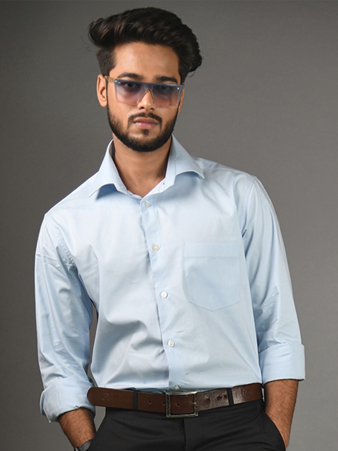

Justin Whyte Classic Pure Cotton Formal Shirt, Blue