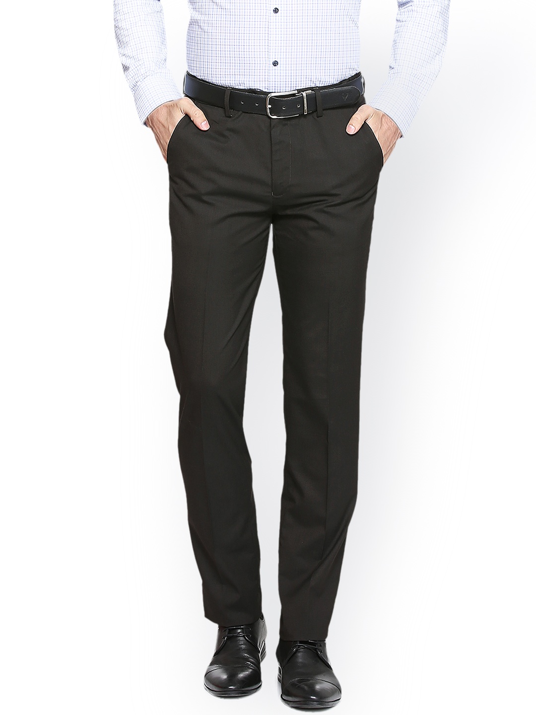 

Peter England Men Black Regular Slim fit Solid Formal Trousers