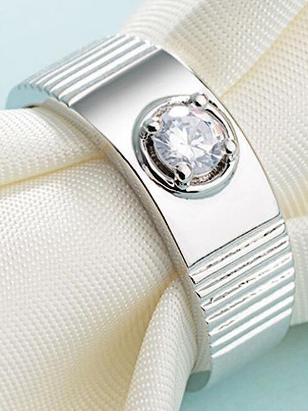 

MEENAZ Men Silver-Plated AD Studded Adjustable Finger Ring