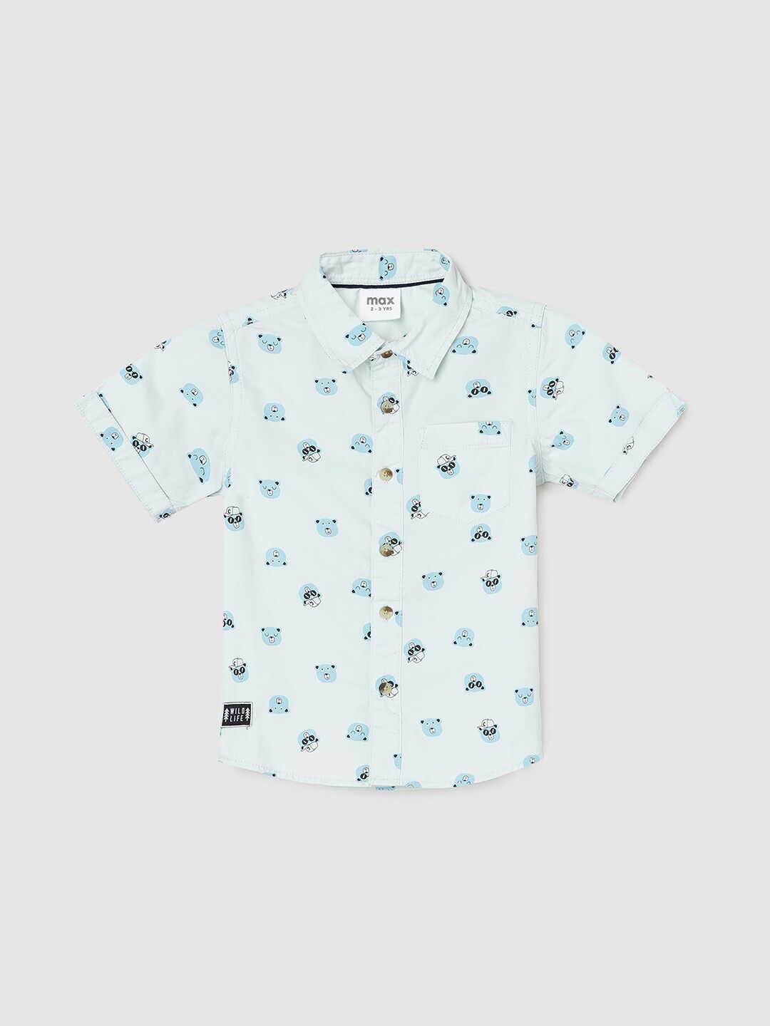 

max Boys Conversational Printed Pure Cotton Casual Shirt, Blue