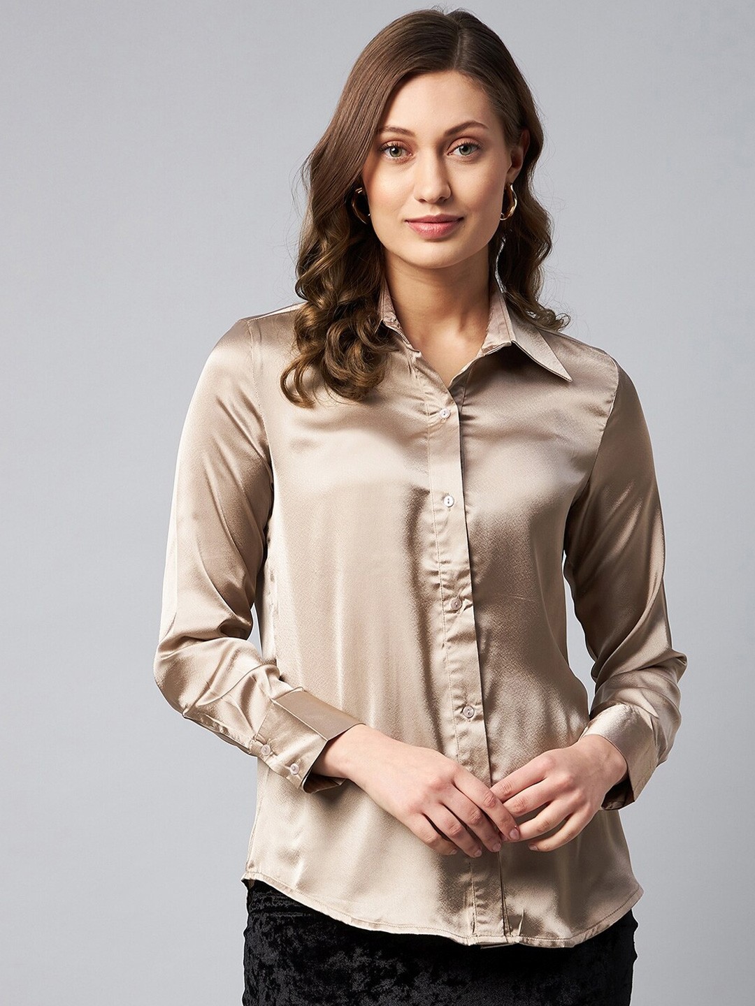 

Chemistry Satin Casual Shirt, Beige