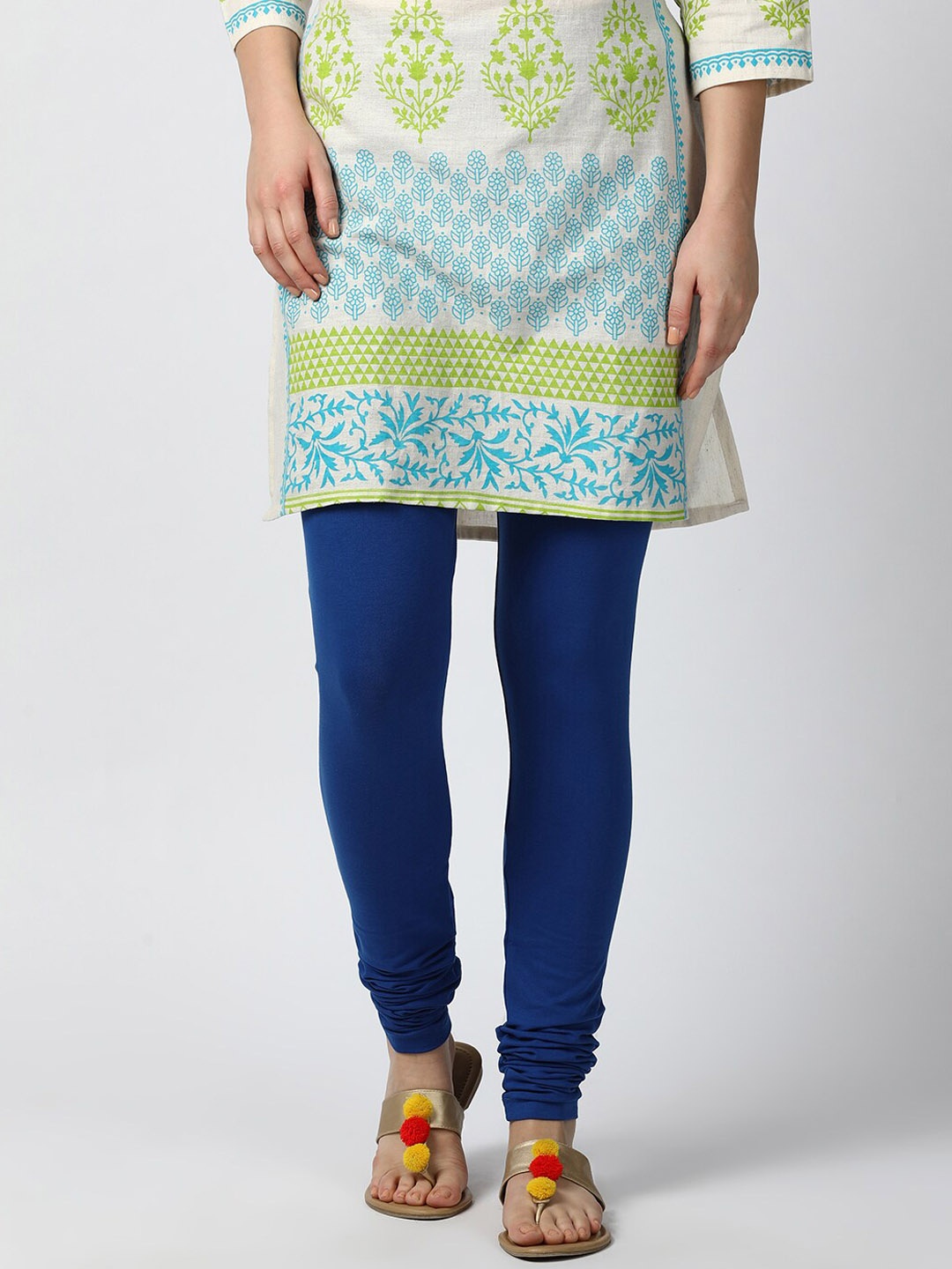 

GOLDSTROMS 4 Way Stretch Churidar Length Leggings, Blue