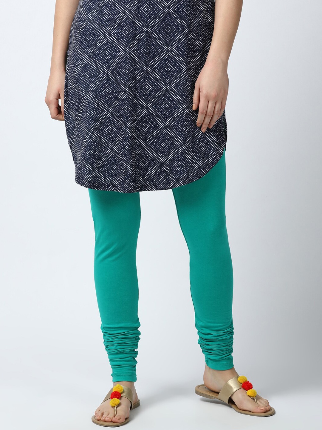 

GOLDSTROMS Bio Washed Churidar Length Leggings, Sea green