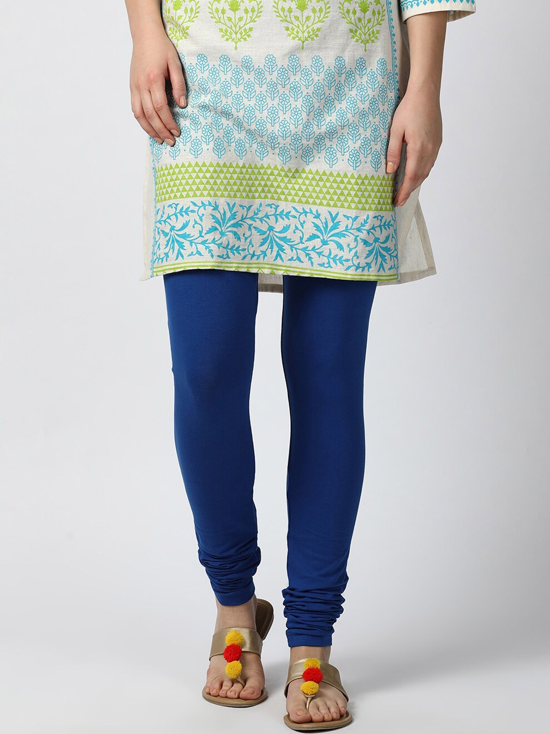 

GOLDSTROMS 4 Way Stretch Churidar Length Leggings, Blue