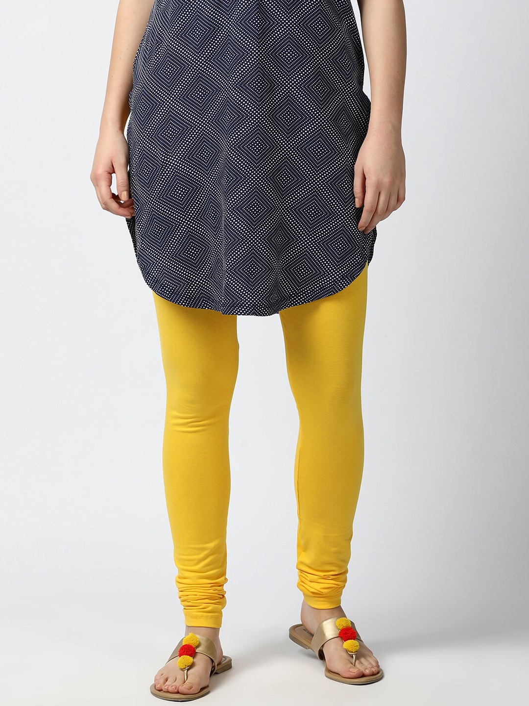 

GOLDSTROMS 4 Way Stretch Churidar Length Leggings, Yellow
