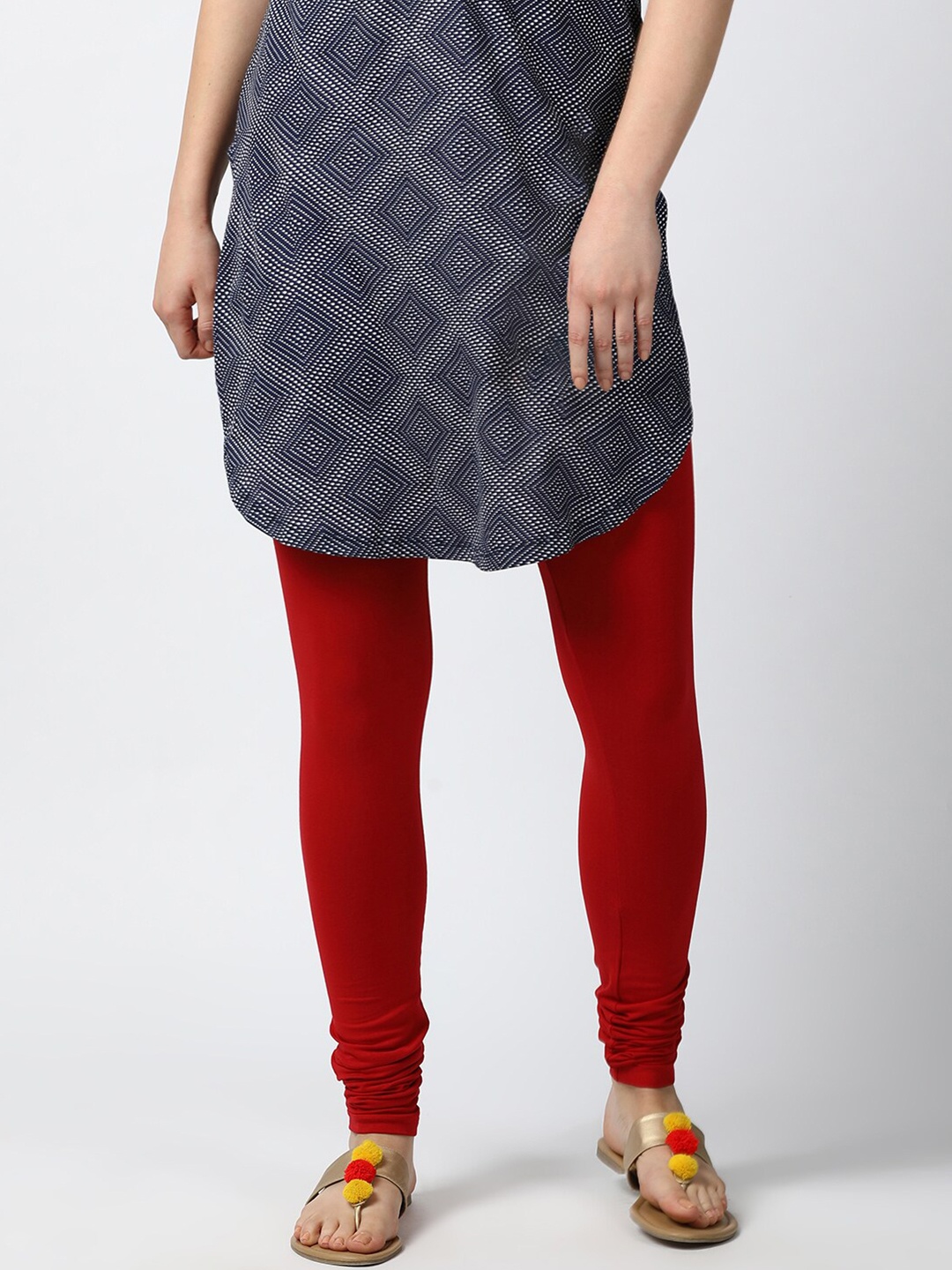 

GOLDSTROMS Churidar Length Bio-Washed Cotton Leggings, Red