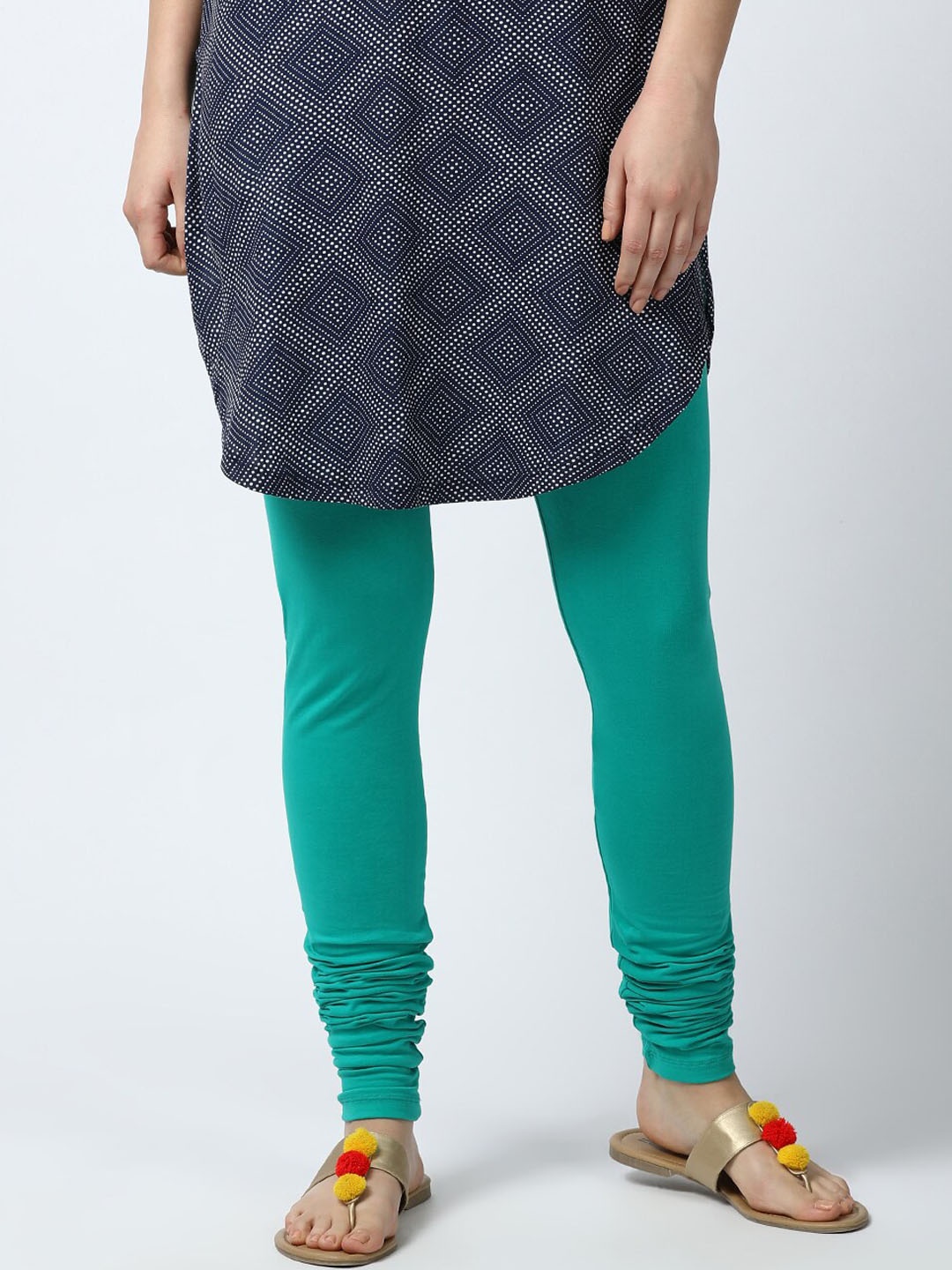

GOLDSTROMS Women Four Way Stretch Churidar Length Leggings, Sea green