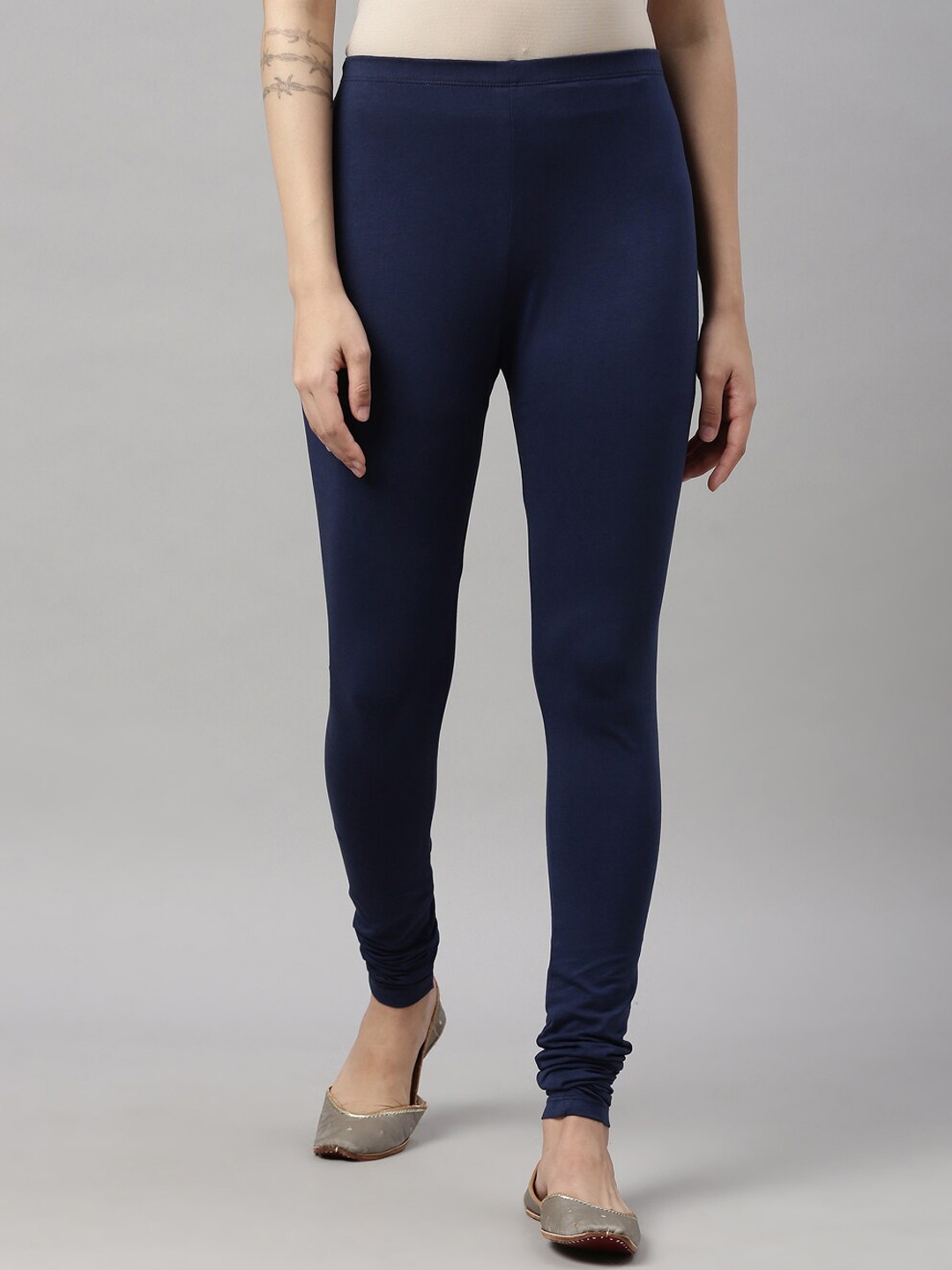 

GOLDSTROMS Four Way Stretch Churidar Length Leggings, Navy blue
