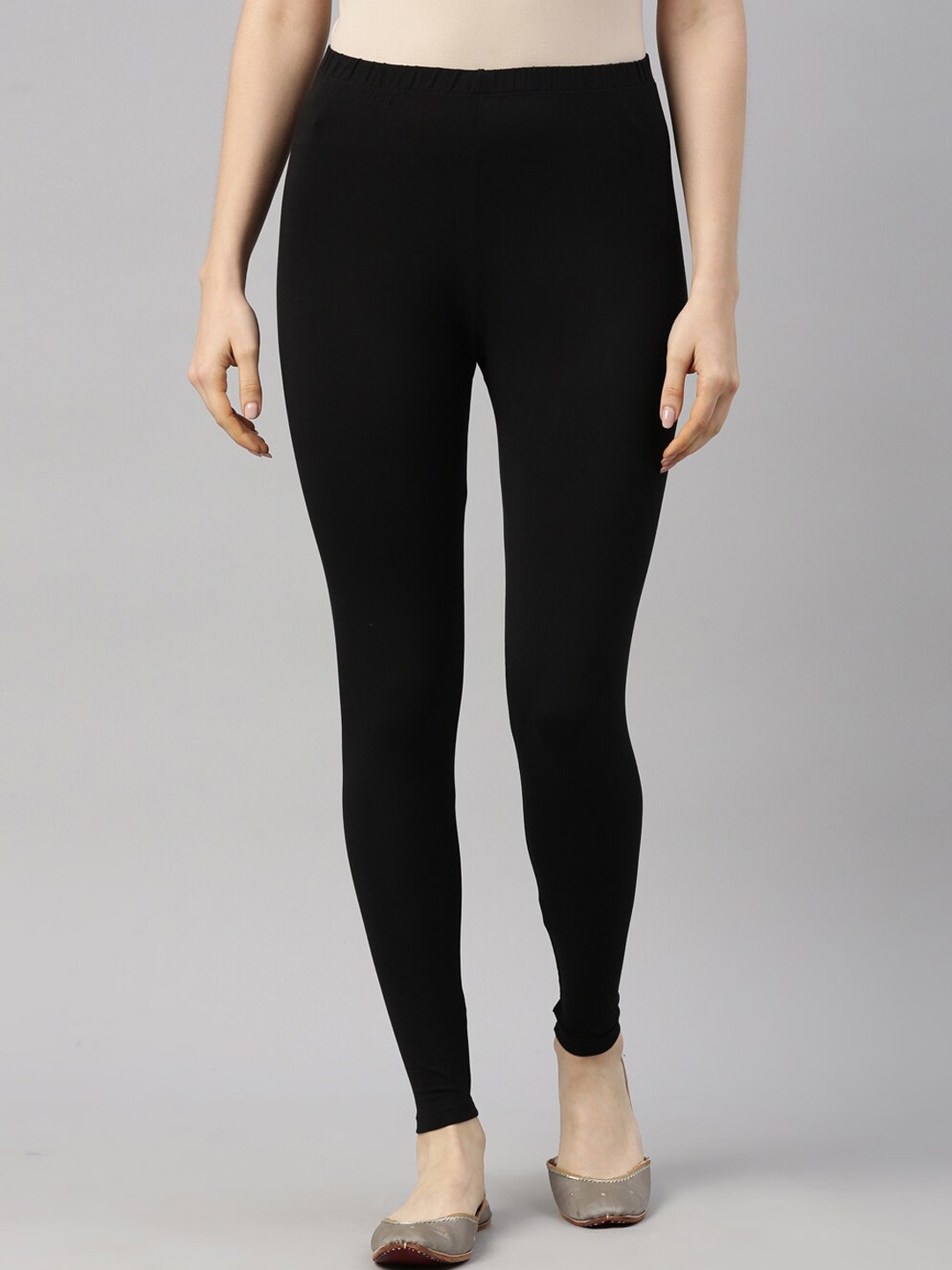 

GOLDSTROMS Ankle Length Stretchable Cotton leggings, Black