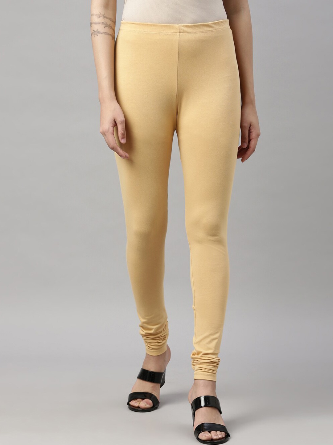 

GOLDSTROMS Women Four Way Stretch Churidar Length Leggings, Beige