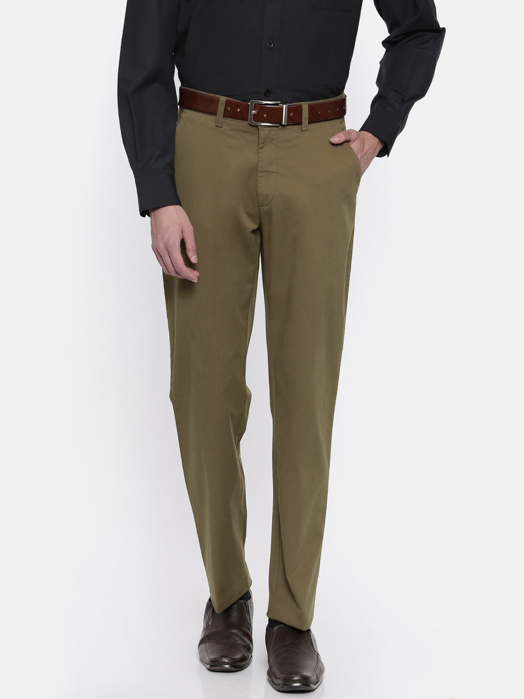 

Peter England Men Brown Slim Fit Solid Formal Trousers