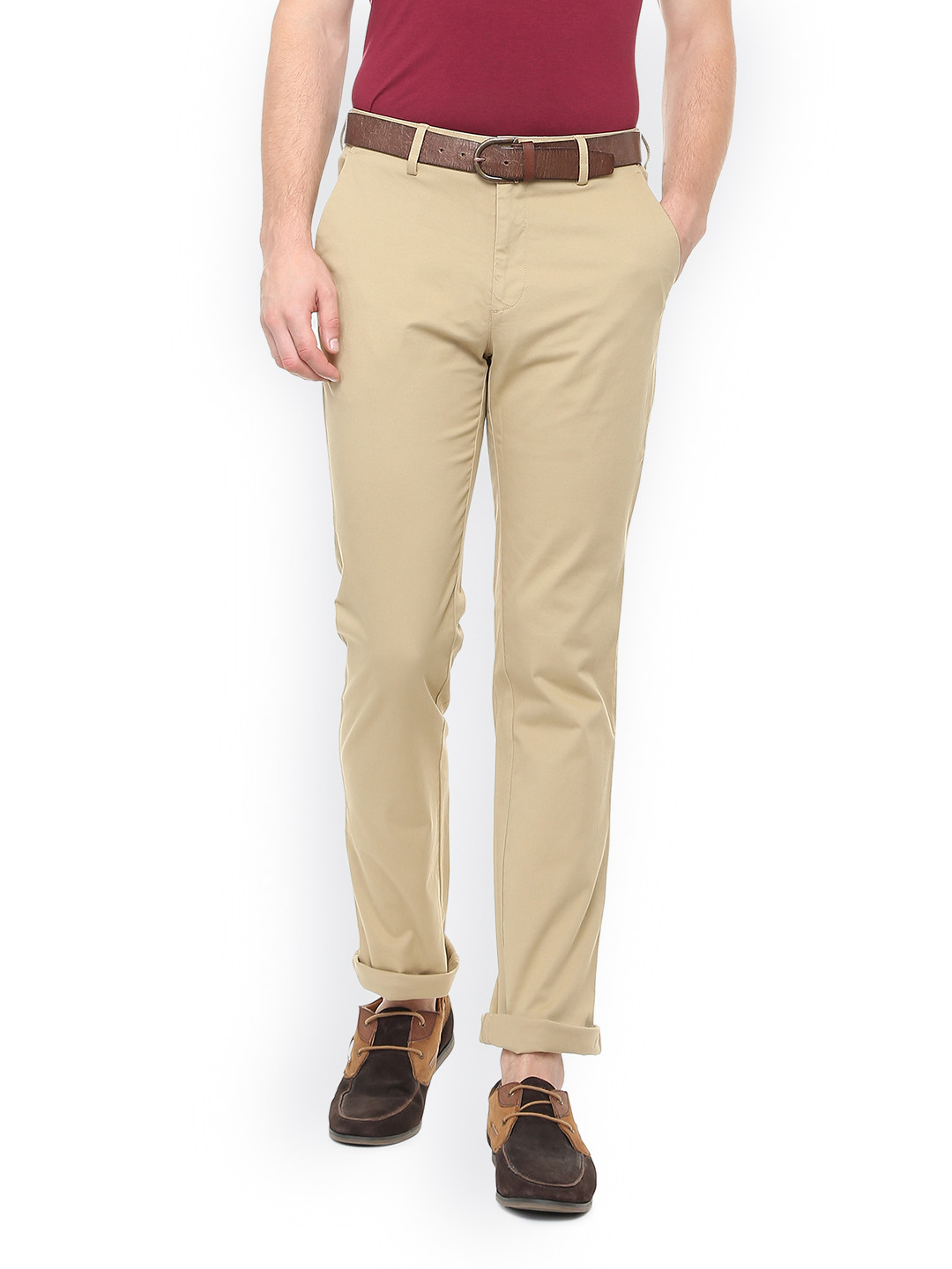 

Peter England Men Beige Slim Fit Solid Chinos