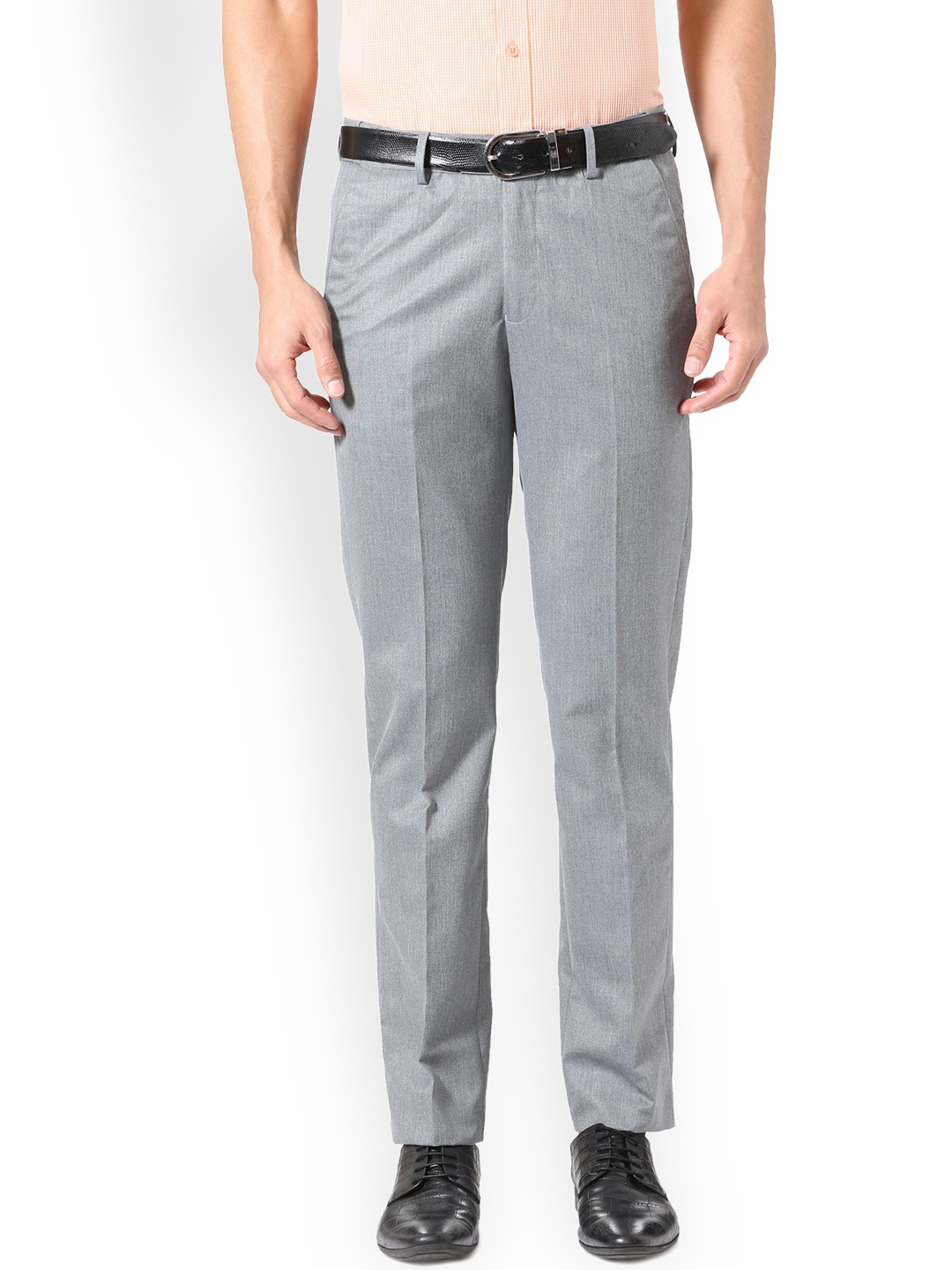 

Peter England Men Grey Slim Fit Solid Formal Trousers