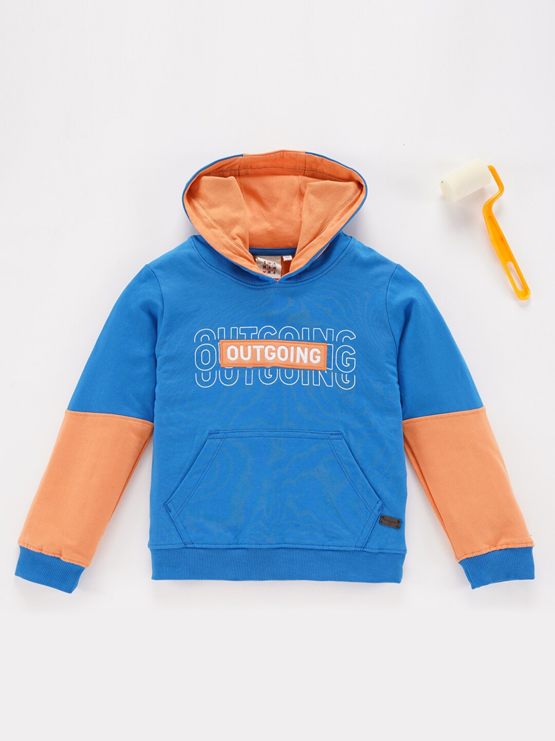 

Ed-a-Mamma Boys Colourblocked Hooded Cotton Sweatshirt, Blue