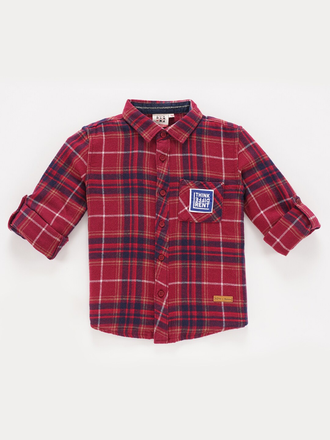 

Ed-a-Mamma Boys Tartan Checks Opaque Checked Cotton Casual Shirt, Red