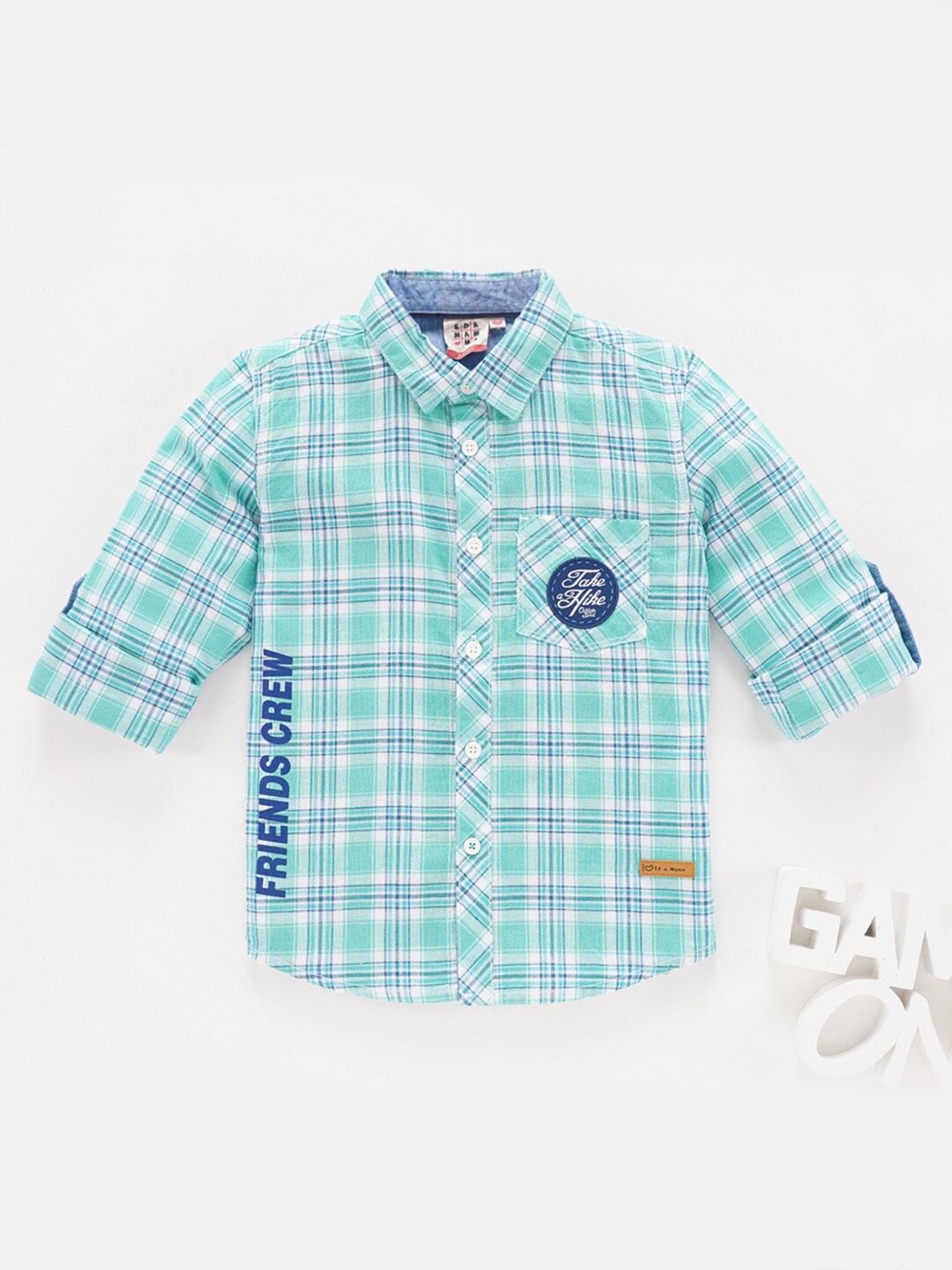 

Ed-a-Mamma Boys Tartan Checks Opaque Checked Cotton Casual Shirt, Blue