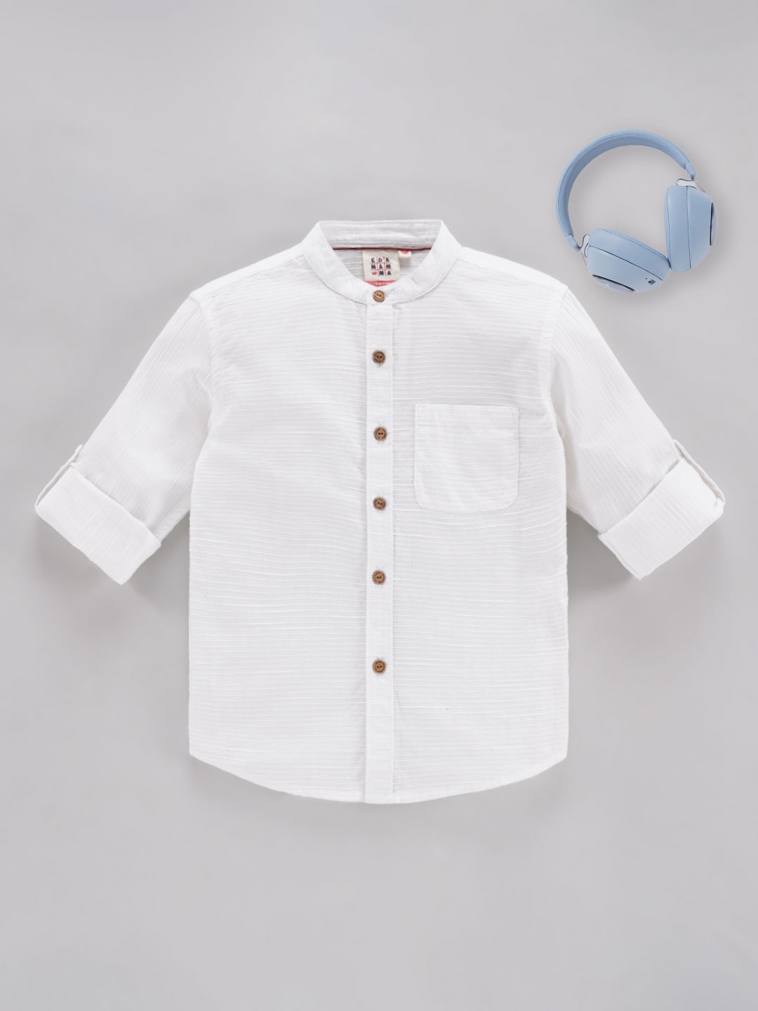 

Ed-a-Mamma Boys Striped Opaque Cotton Casual Shirt, Off white