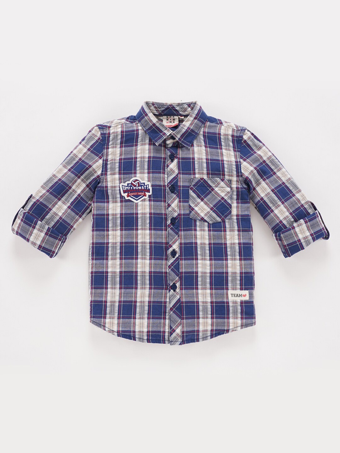 

Ed-a-Mamma Boys Tartan Checks Opaque Checked Cotton Casual Shirt, Navy blue