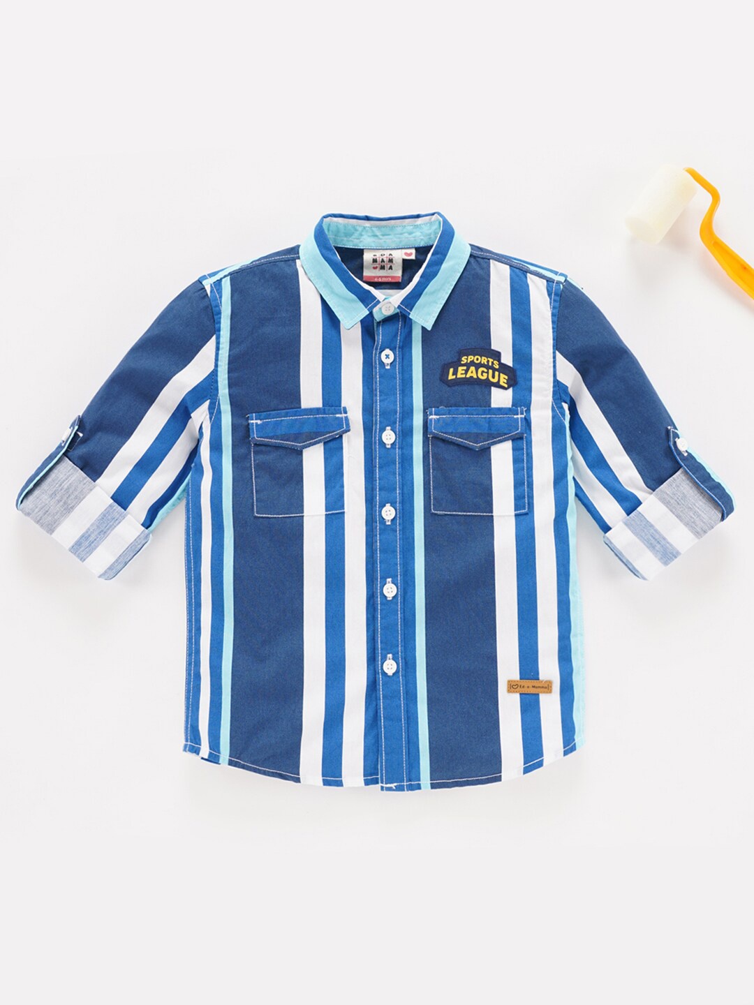 

Ed-a-Mamma Boys Multi Stripes Opaque Striped Casual Shirt, White