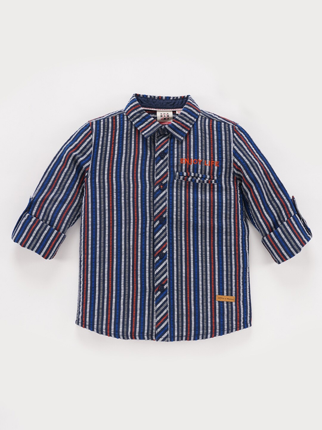 

Ed-a-Mamma Boys Striped Cotton Casual Shirt, Navy blue