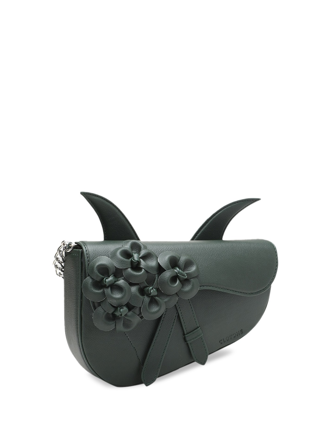 

Clotche Structured Applique Sling Bag, Green