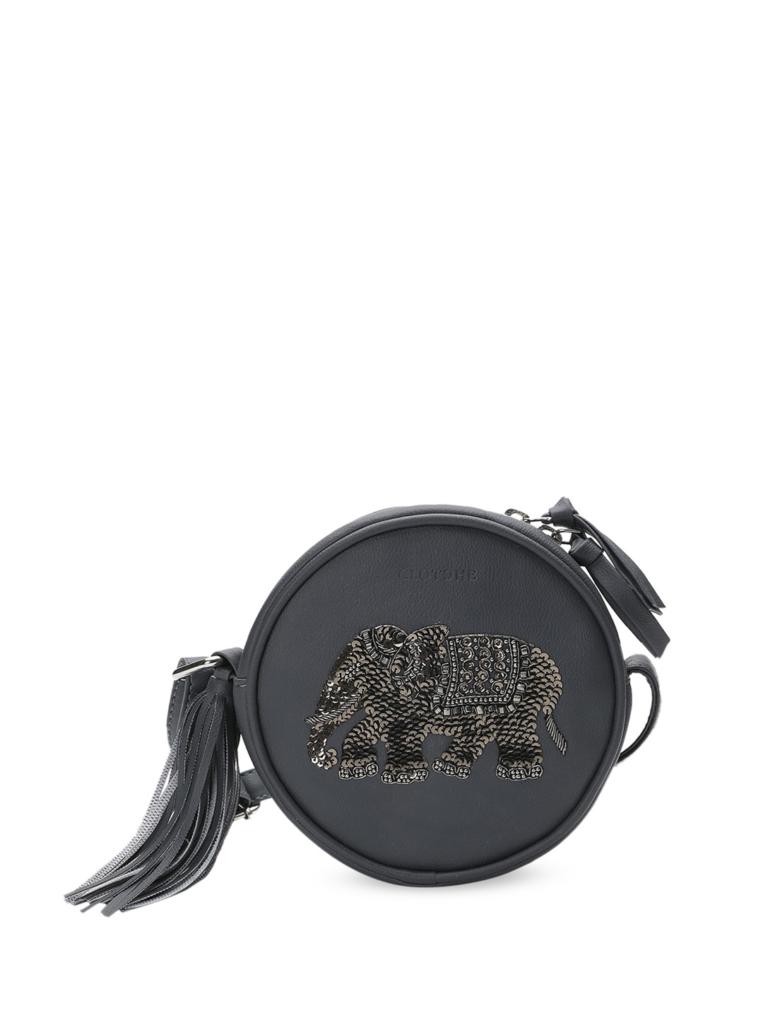 

Clotche Textured Structured Shoulder Bag, Steel