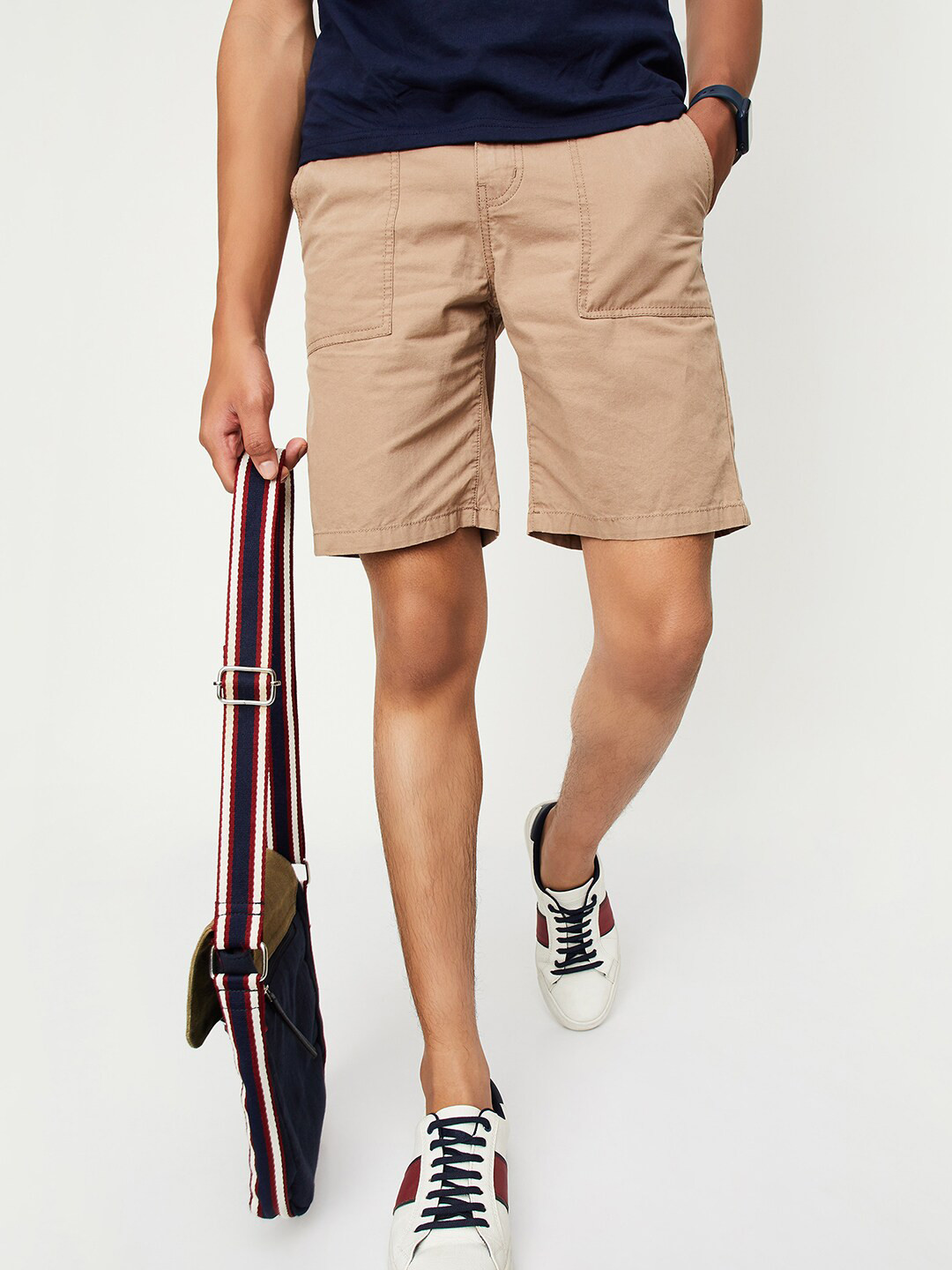 

max Boys Mid-Rise Pure Cotton Shorts, Brown
