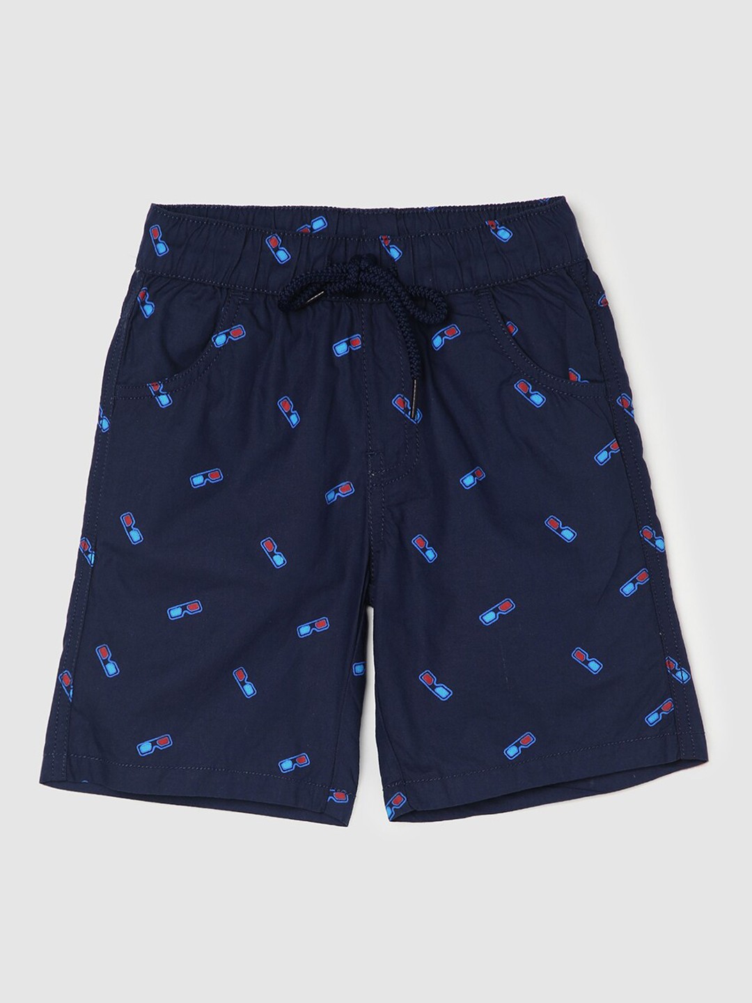 

max Boys Conversational Printed Mid-Rise Pure Cotton Shorts, Navy blue